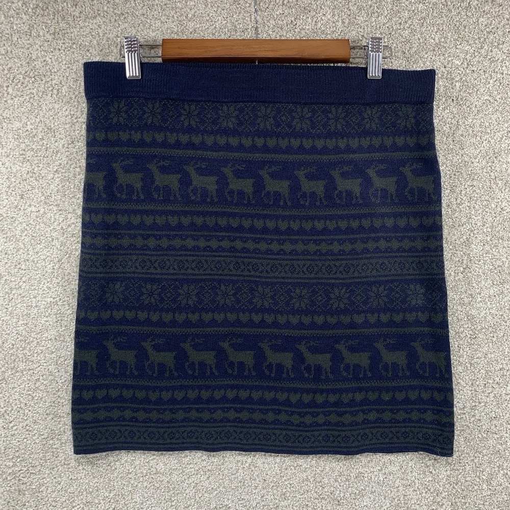 New VTG Y2K G21 Sweater Mini Skirt XL Christmas Fair Aisle Deer Cottage Core‎